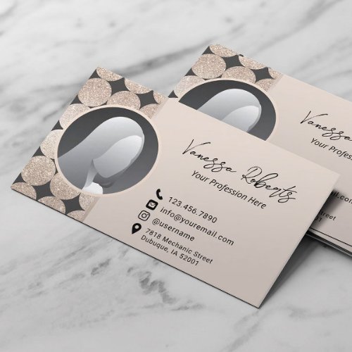 Modern Geometric Gold Circles Professional Photo Business Card