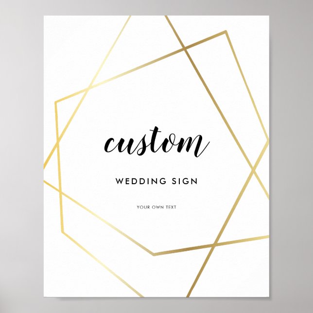 Modern geometric gold frame wedding poster (Front)