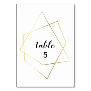Modern geometric gold frame wedding table number