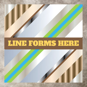 Modern Geometric & Gold  Line Forms Here Floor Decals