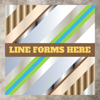 Modern Geometric & Gold Line Forms Here Floor Decals