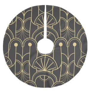 Modern Geometric: Gold Lines Vintage Brushed Polyester Tree Skirt