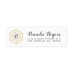 Modern Geometric Gold Monogram Label