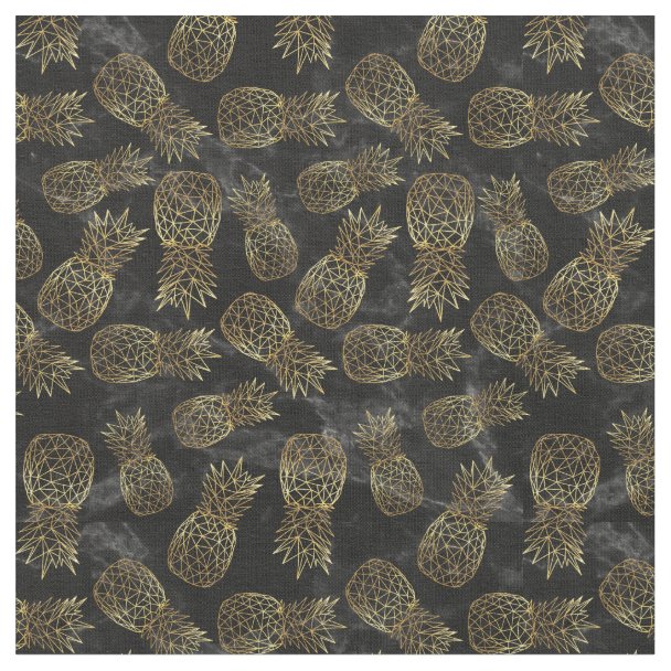 Gold Pineapple Pattern Fabric Zazzle