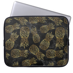 Modern geometric gold pineapples design laptop sleeve