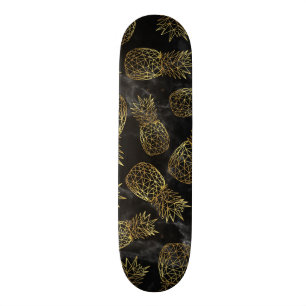 Modern geometric gold pineapples design skateboard deck