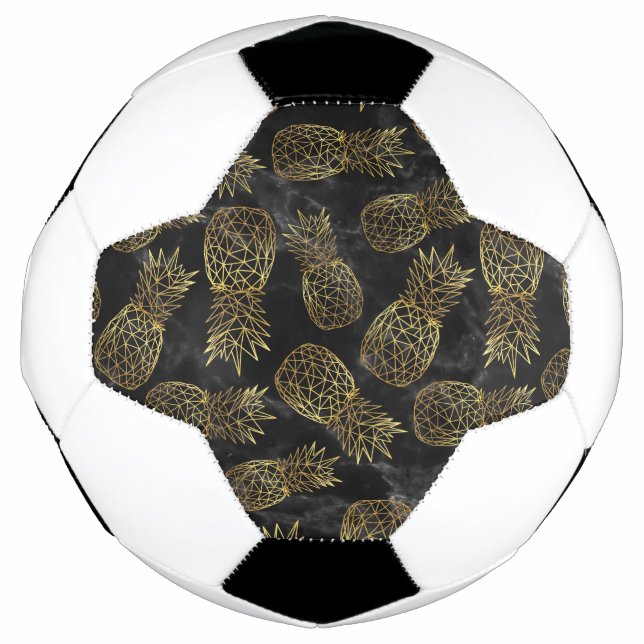 Modern geometric gold pineapples design soccer ball (Front)