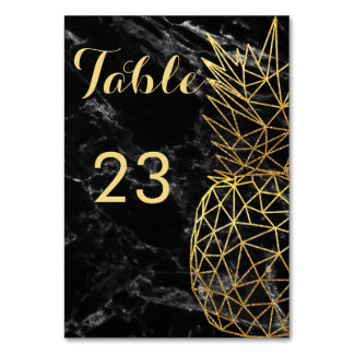 Modern geometric gold pineapples wedding design table number