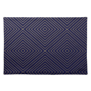 Modern Geometric Gold Squares Pattern on Navy Blue Placemat