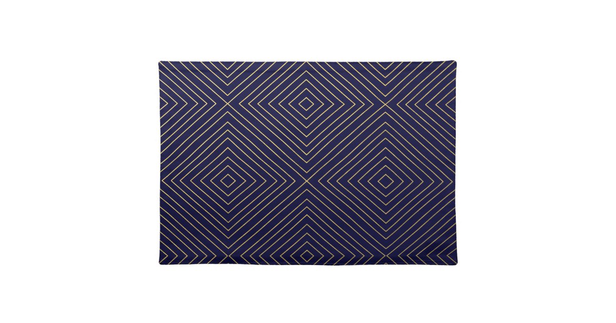 Modern Geometric Gold Squares Pattern on Navy Blue Placemat Zazzle