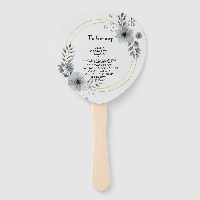 Modern Geometric golden frame Hand Fan (Back)