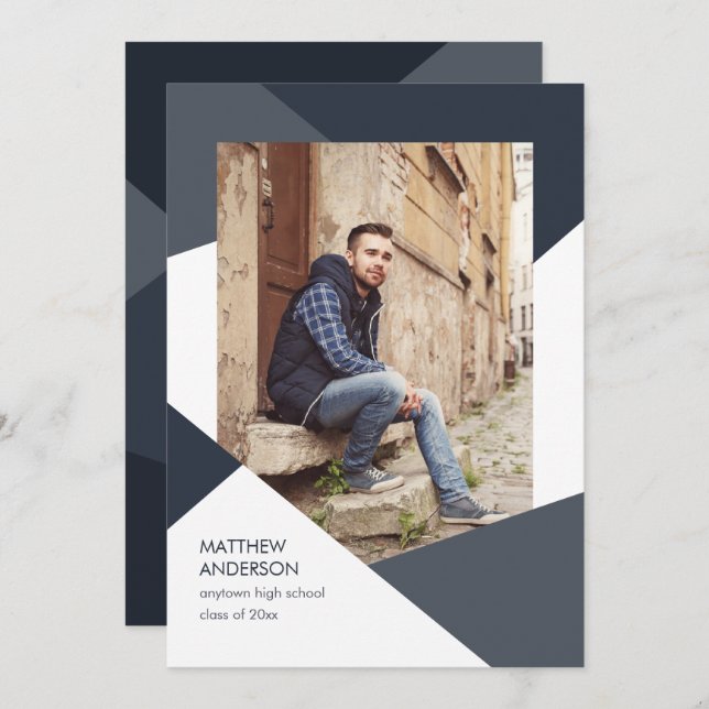 Modern Geometric Graduation Invitation (Front/Back)