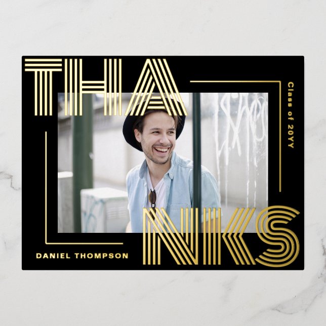 Modern Geometric Graduation Thank You Postcard (Front)