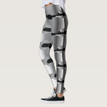 Modern Geometric Gray & Black Metallic Texture Leggings<br><div class="desc">Something different. Image of gray metallic abstract geometric shape pattern on black background you can change.</div>