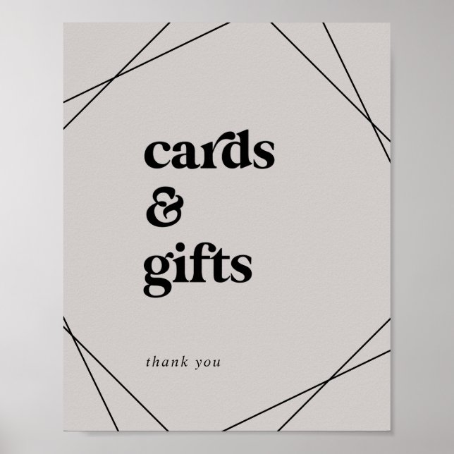Modern Geometric | Gray Cards and Gifts Sign (Front)