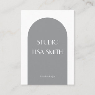 Modern Geometric Gray Interior Design Business Card