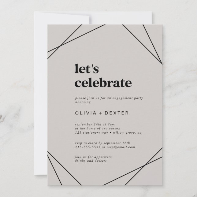 Modern Geometric | Gray Let's Celebrate Invitation (Front)