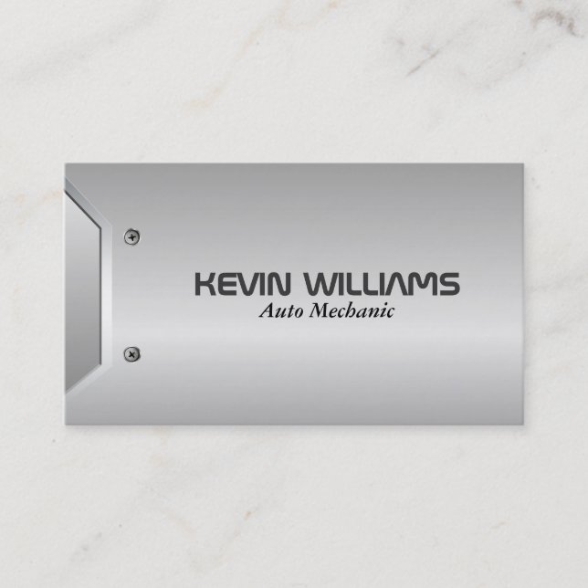Modern Geometric Gray Metallic Texture Design Business Card (Front)