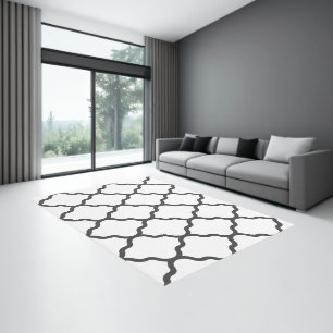 Modern Geometric Gray White Quatrefoil Area Rug
