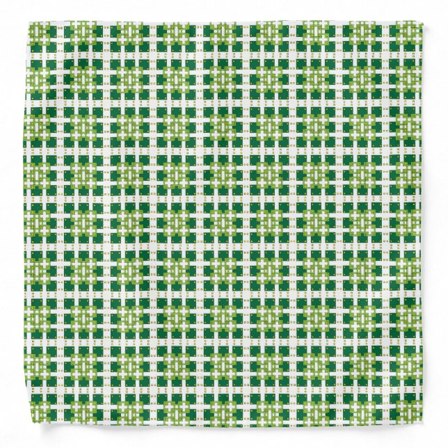 Modern geometric green Forest squares pattern Bandana (Front)