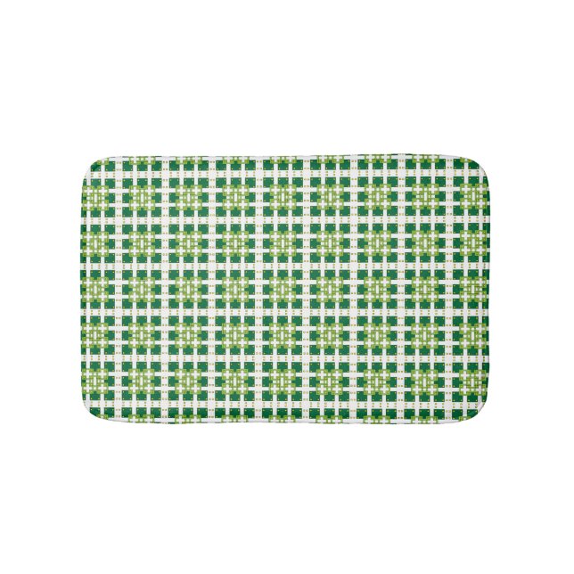 Modern geometric green Forest squares pattern Bathroom Mat (Front)