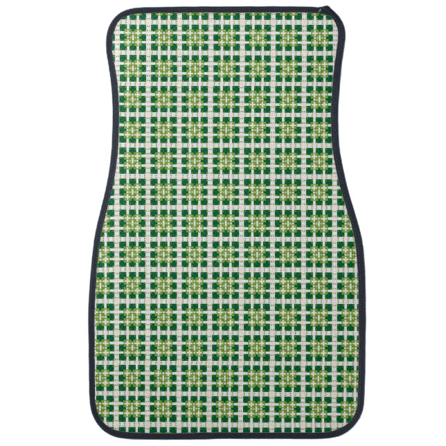 Modern geometric green Forest squares pattern Car Mat (Front)