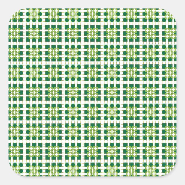 Modern geometric green Forest squares pattern Square Sticker (Front)