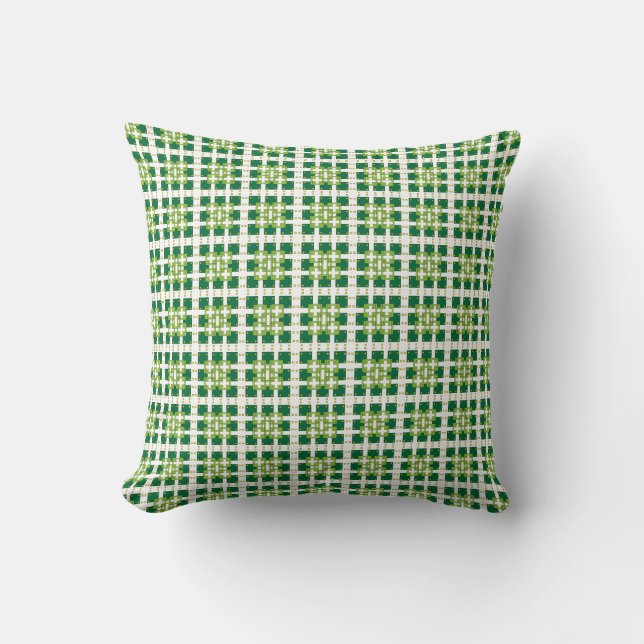 Modern geometric green Forest squares pattern Throw Pillow (Front)