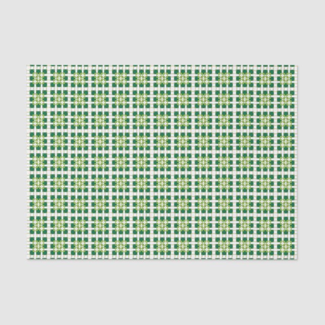 Modern geometric green Forest squares pattern Tissue Paper (Front)