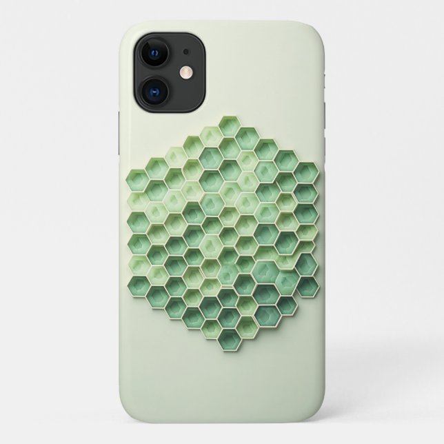 Modern Geometric Green Honeycomb Pattern - 3D Hexa Case-Mate iPhone Case (Back)