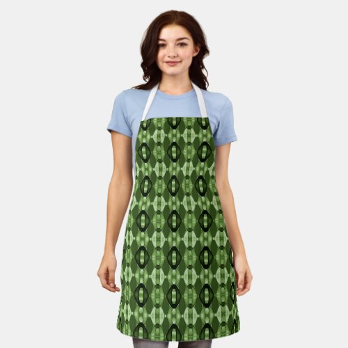 Modern geometric green pattern apron