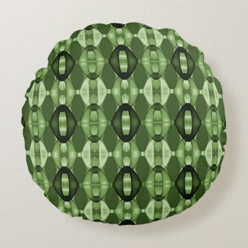 Modern geometric green pattern round pillow