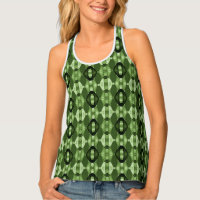 Modern geometric green pattern tank top