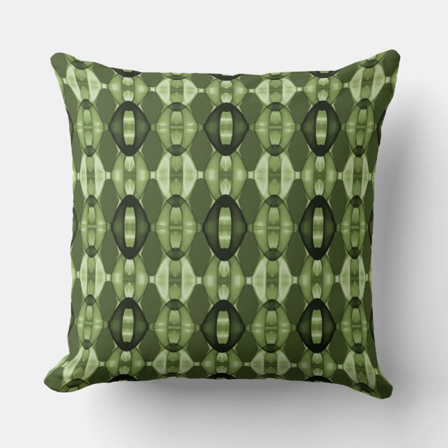 Modern geometric green pattern throw pillow (Front)