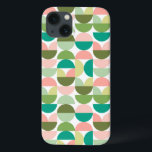 Modern Geometric Green & Peach iPhone 13 Case<br><div class="desc">A mod geometric pattern in shades of green and pink. Inspired by mid-century modern design,  this pattern has bold shapes and circles in modern graphic look. This design can be personalized and monogrammed with an initial.</div>