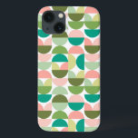 Modern Geometric Green & Peach iPhone 13 Case<br><div class="desc">A mod geometric pattern in shades of green and pink. Inspired by mid-century modern design,  this pattern has bold shapes and circles in modern graphic look. This design can be personalized and monogrammed with an initial.</div>