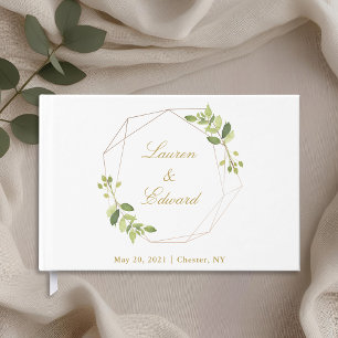Modern Geometric Greenery Wedding Guest Book