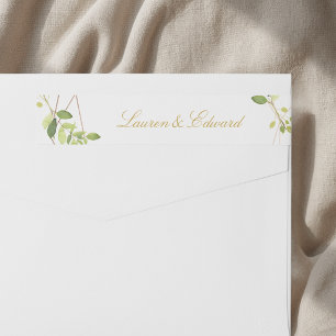 Modern Geometric Greenery Wedding Return Address Wrap Around Label