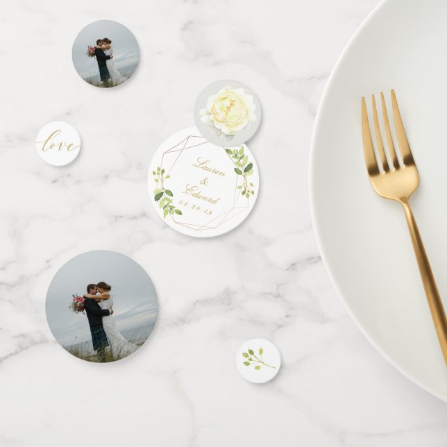 Modern Geometric Greenery Wedding Table Confetti (Group)