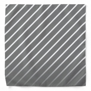 Modern Geometric Grey White Stripe Pattern Dog  Bandana