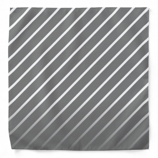 Modern Geometric Grey White Stripe Pattern Dog  Bandana (Front)