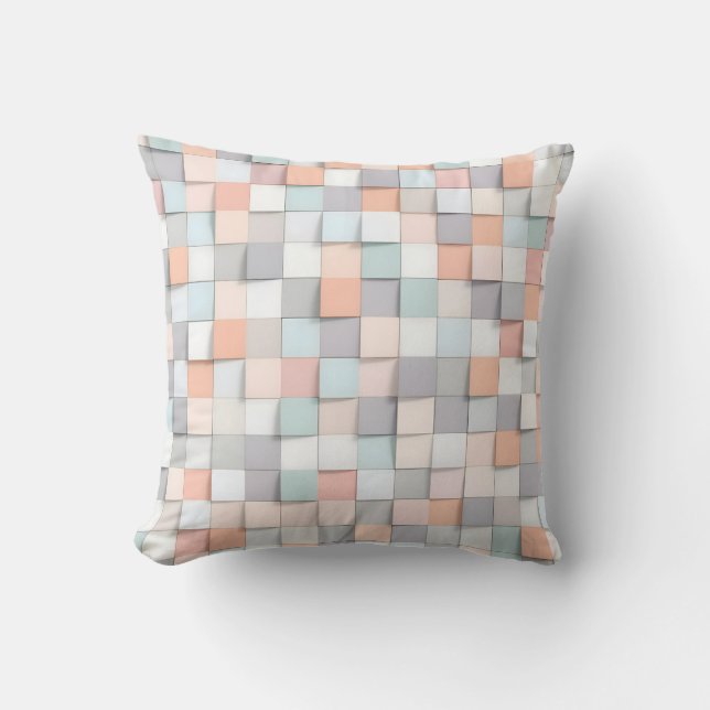 Modern Geometric Grid Mosaic Design Throw Pillow (Front)