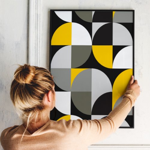 modern geometric half_circles and squares design photo print