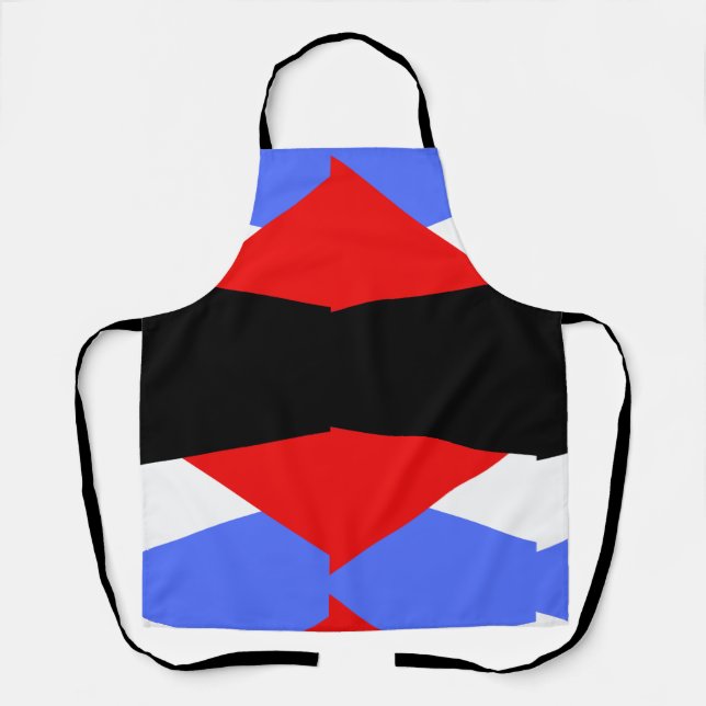Modern Geometric Harlequin Pattern Red Blue Black Apron (Front)