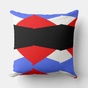 Modern Geometric Harlequin Pattern Red Blue Black Throw Pillow