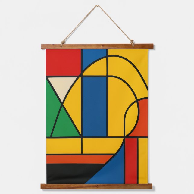 Modern Geometric Harmony – Bold Abstract Color Blo Hanging Tapestry (Front)