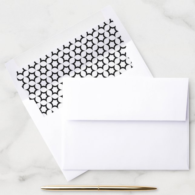 Modern Geometric Hexagon Black and White Honeycomb Envelope Liner (Desk)