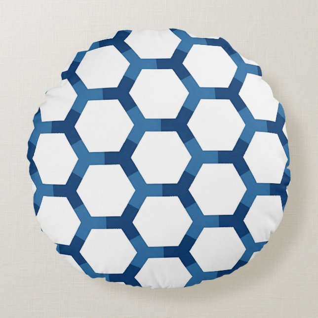 Modern Geometric Hexagon Pattern Round Pillow (Front)