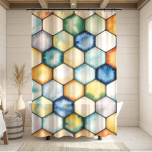Modern Geometric Honeycomb Shower Curtain