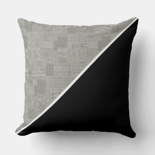 Modern Geometric Houndstooth Pattern Black white Throw Pillow
